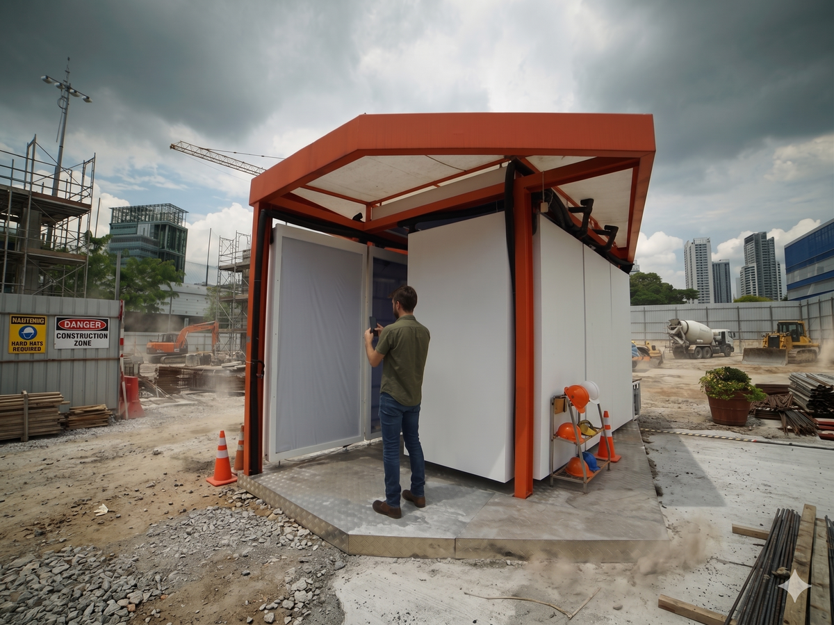 Clearly Cool radiant cooling at outdoor construction site