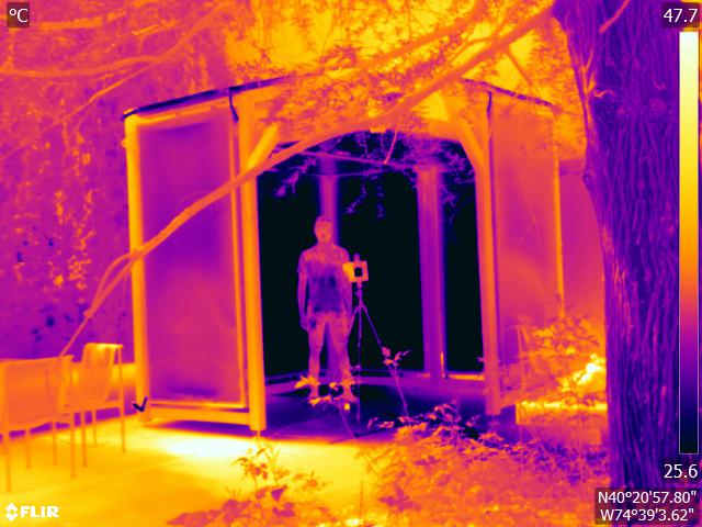 FLIR thermal image of the Clearly Cool radiant cooling pavilion