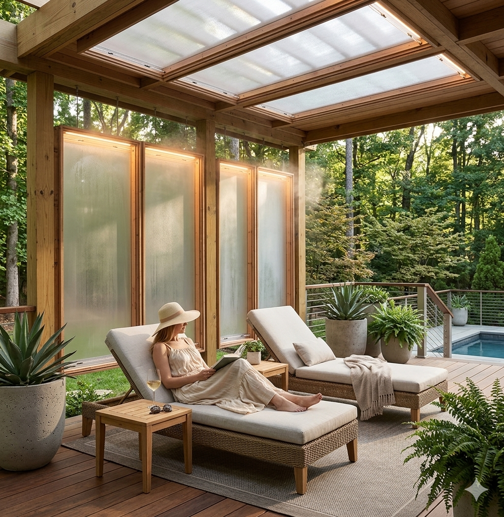 Residential patio with Clearly Cool radiant cooling