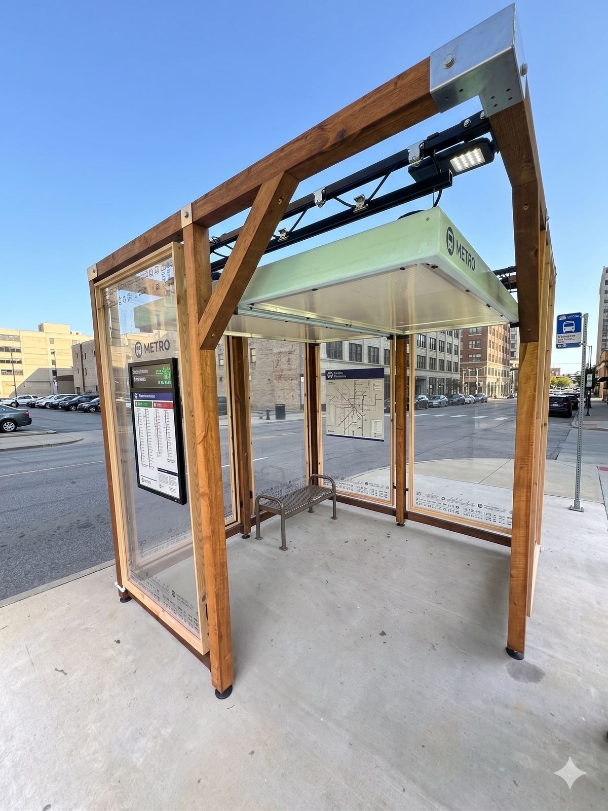 Clearly Cool radiant panel installed in METRO bus shelter
